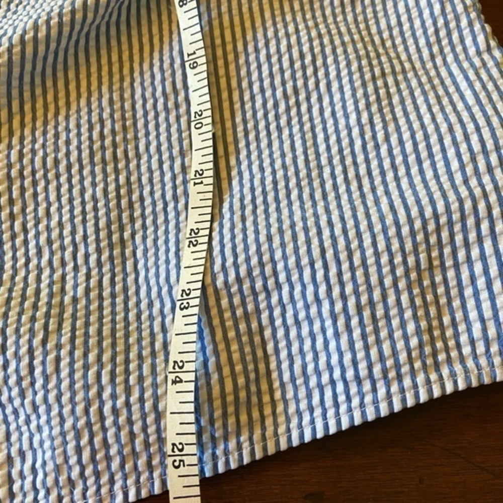 Llbean Size Medium Button Down Blue, White Stripe… - image 8